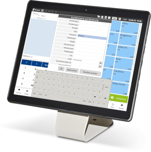 Tablet mit bluepos Kassen Dialogen